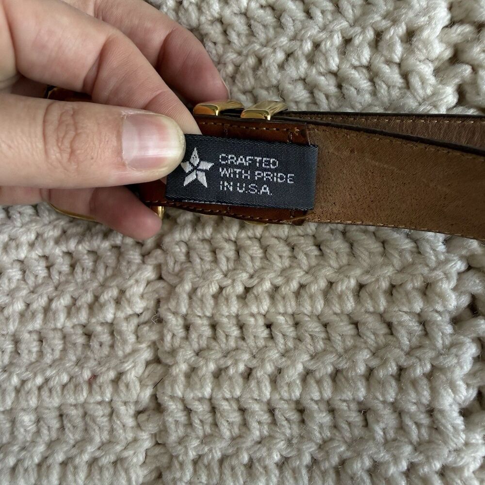 Brighton Women's Medium Belt Brown Saddle Tan Leather Gold Detail 1994 M 45405 - Picture 4 of 9